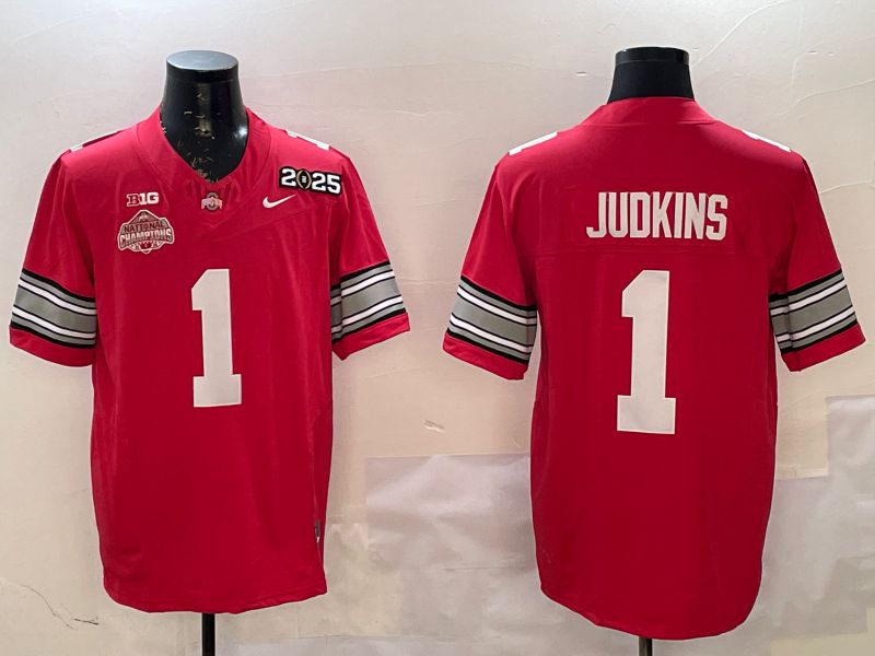 Men Ohio State Buckeyes #1 Judkins Red Three generations Nike 2025 NCAA Jersey->ncaa teams->NCAA Jersey